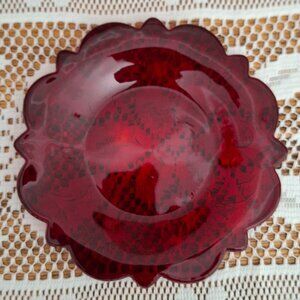 Vintage McKee Glass Rock Crystal Red Bread & Butter Plate